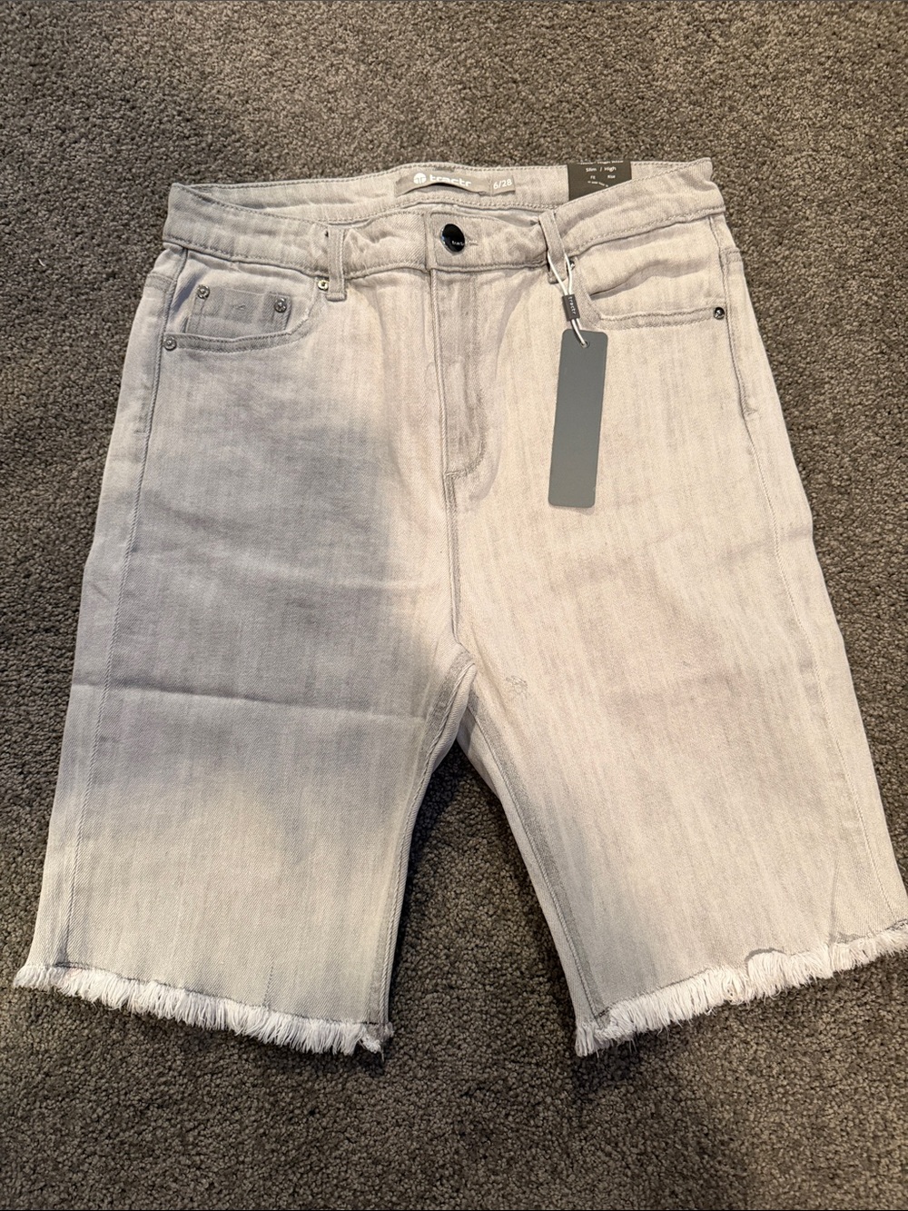 TRACTR Women’s Light Gray Denim Bermuda Shorts - Frayed Hem